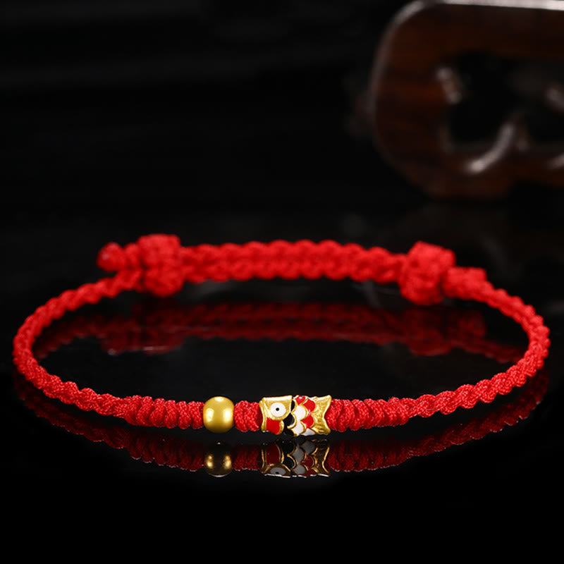 Buddha Stones 999 Gold Luck Koi Fisch Handgefertigtes geflochtenes Schnurarmband