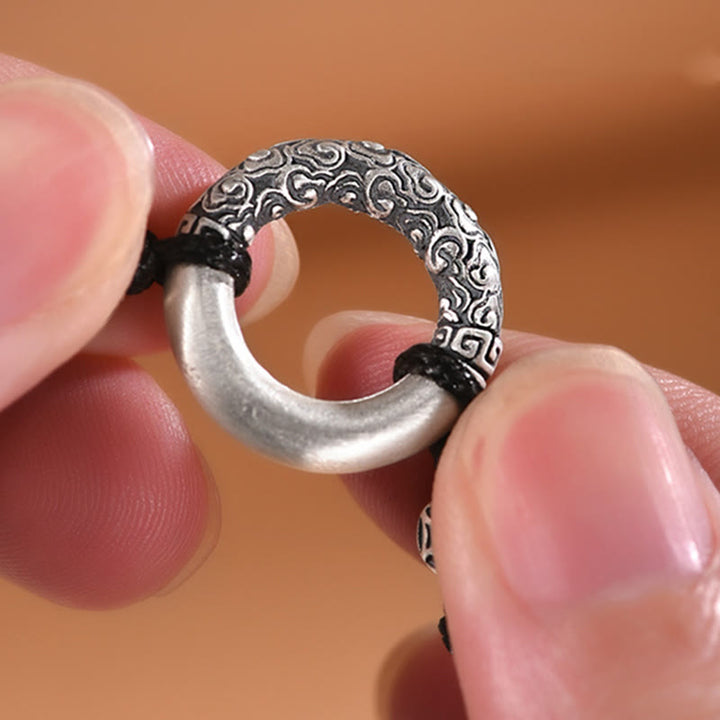 Buddha Stones 999 Sterling Silber Friedensschnalle mit Fu-Zeichen, Kupfermünze, Glückswolken-Armband - image 4