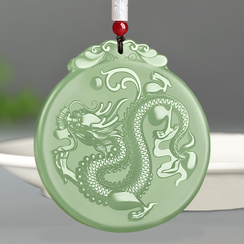 Buddha Stones Chinesisches Sternzeichen Drache Jade Glück Halskette String Anhänger - image 4