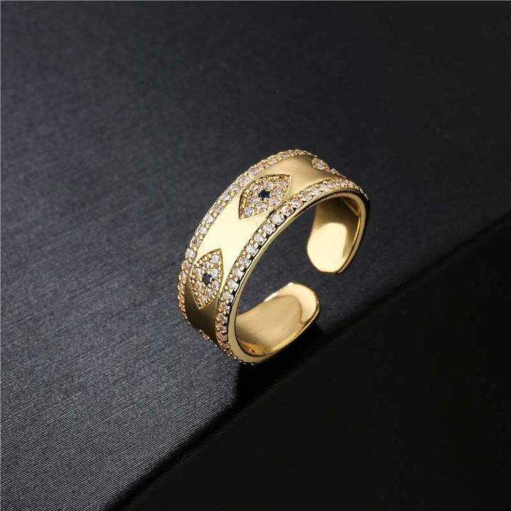 Buddha Stones Evil Eye Glück Segen Kupferlegierung Ring