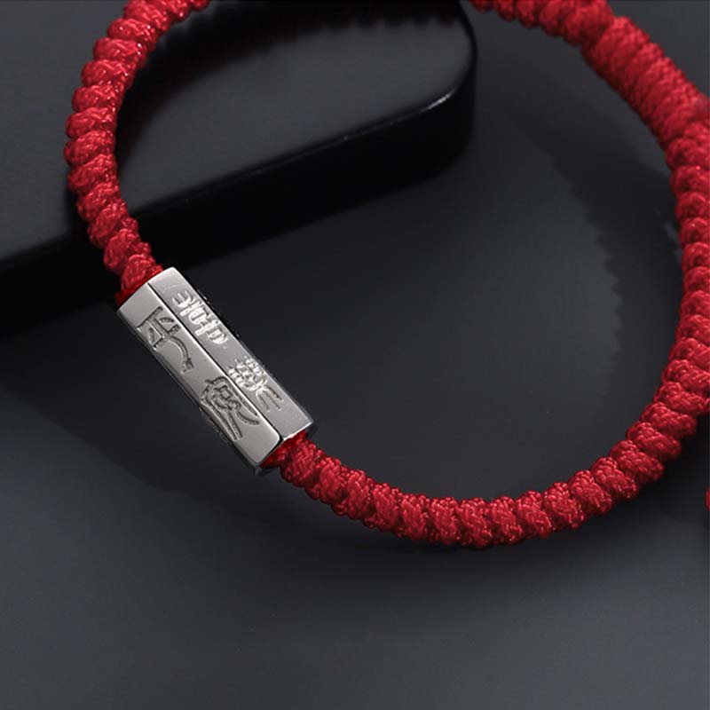 Buddha Stones 925 Sterling Silber Buchstabengravur Segen Schnurarmband - image 5