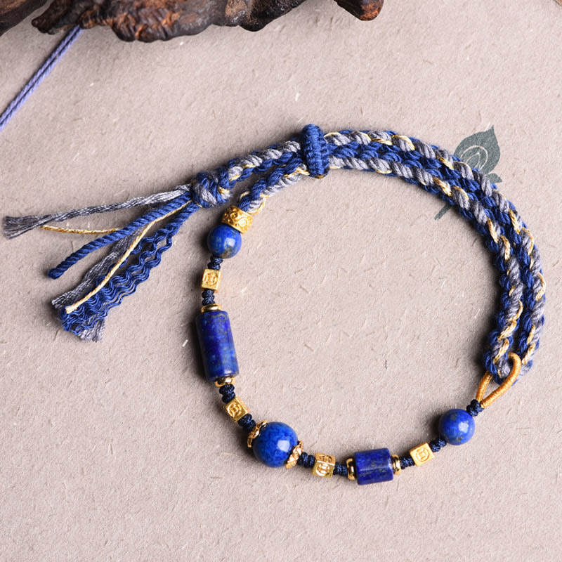 Buddha Stones, handgefertigtes Armband aus natürlichen Lapislazuli-Perlen, positive Seilform - image 5