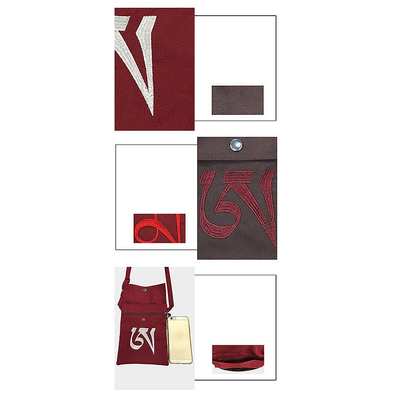 Handgemachte OM Mantra bestickte spirituelle Mind Practice Baumwolle Umhängetasche Umhängetasche Handytasche - image 6