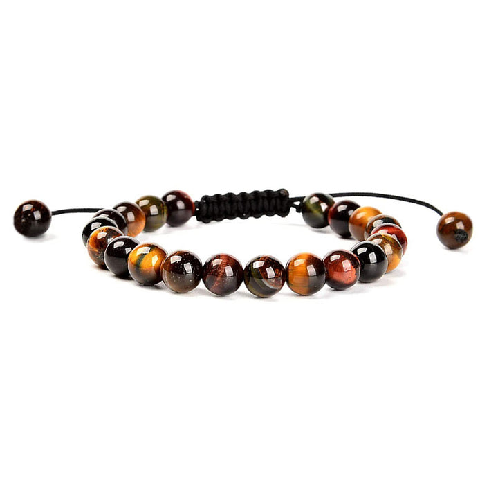 Buddha Stones, natürliche Heilkraft, Edelstein-Kristallperlen, Unisex, verstellbares Makramee-Armband - Mehrfarbiges Tigerauge - image 11