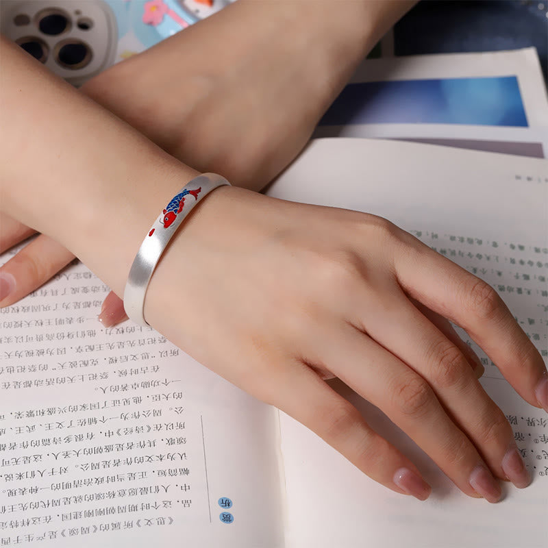 Buddha Stones 999 Sterling Silber Koi-Fisch-Glücks-Armreif - image 3