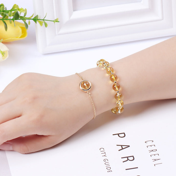 Buddha Stones Sonnenstein Erdbeerquarz Kristall Positives Armband