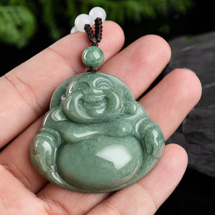 Lachender Buddha Cyan Jade Harmony Halskette String Bead Anhänger - image 4