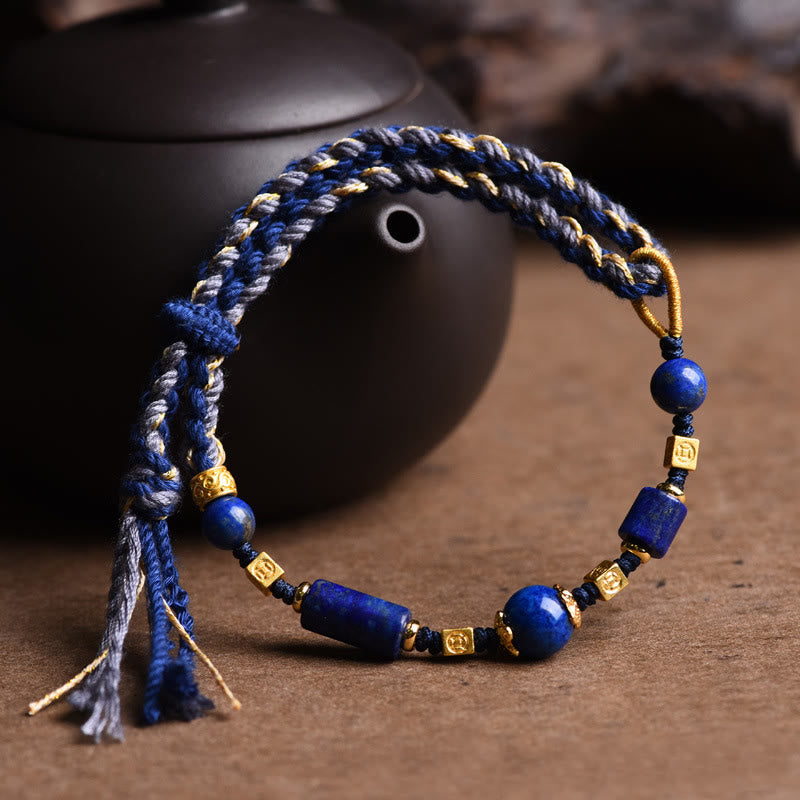 Buddha Stones, handgefertigtes Armband aus natürlichen Lapislazuli-Perlen, positive Seilform - image 1