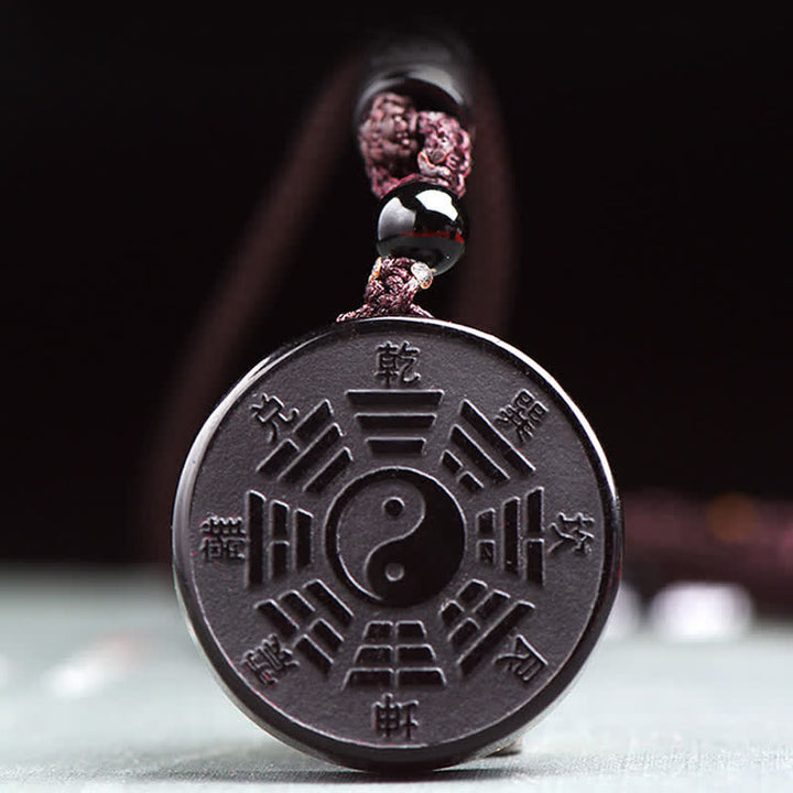 Schwarzer Obsidian Bagua Yin Yang Stärke Halskettenanhänger - image 3
