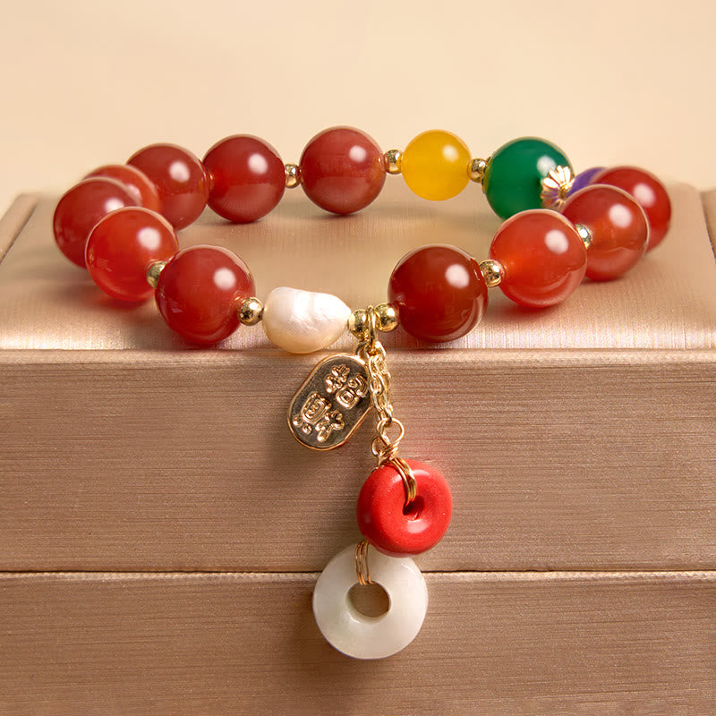 Buddha-Steine Jade Rot Achat Peace Schnalle Charm Vertrauen Armband