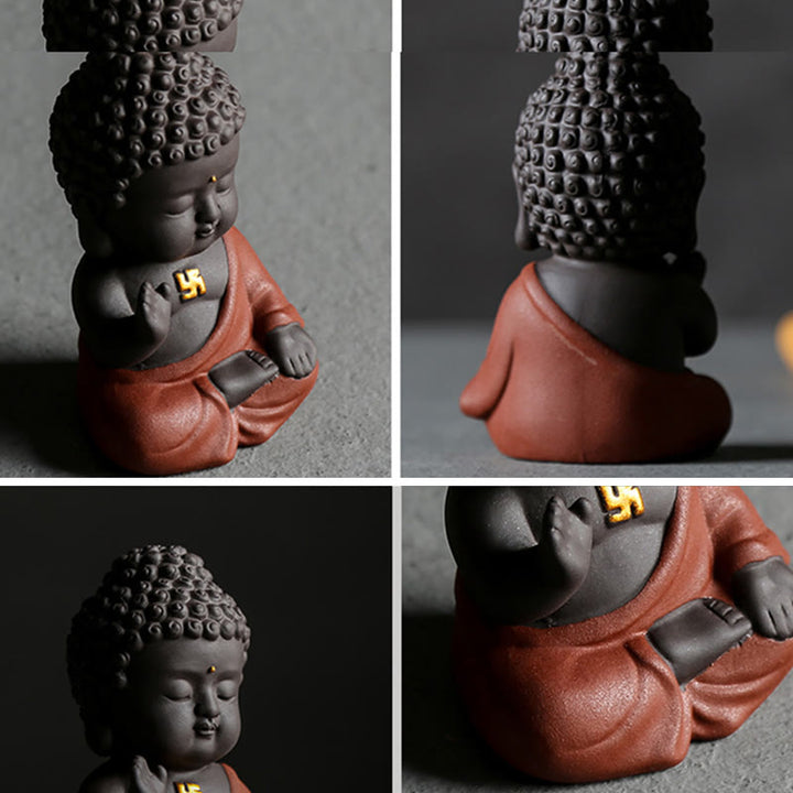 Buddha Stones, kleine Buddha-Gelassenheit, lila Ton, Heim-Schreibtisch-Dekoration