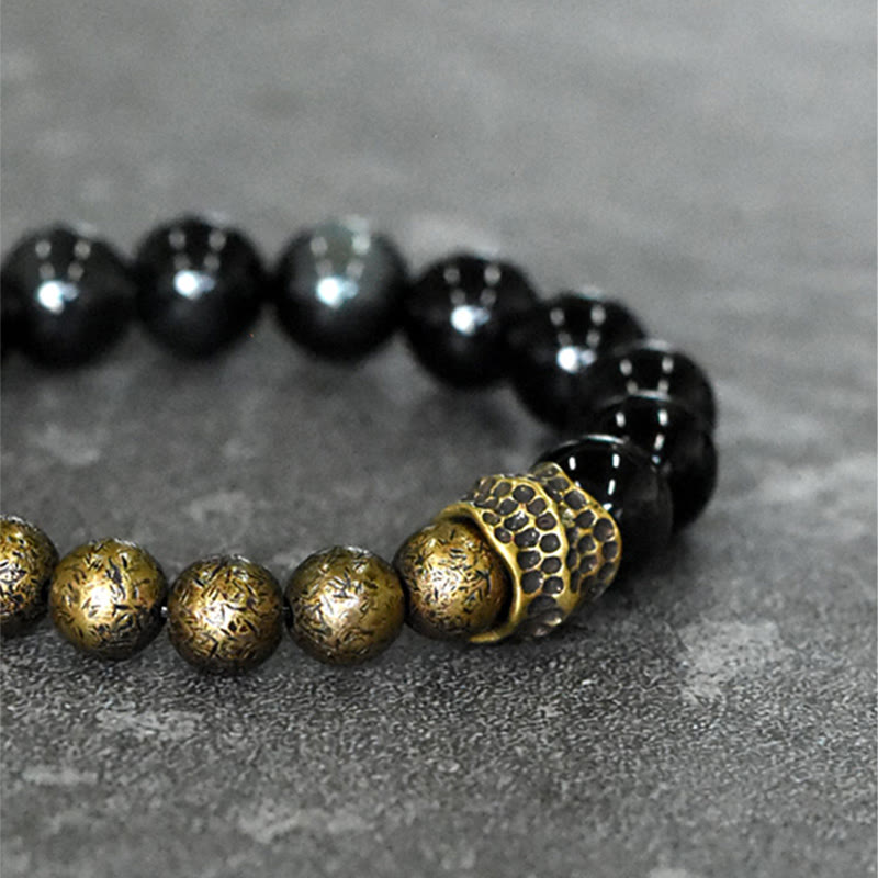 Buddha Stones Regenbogen-Obsidian-Kupferperlen-Armband mit positiver Transformation