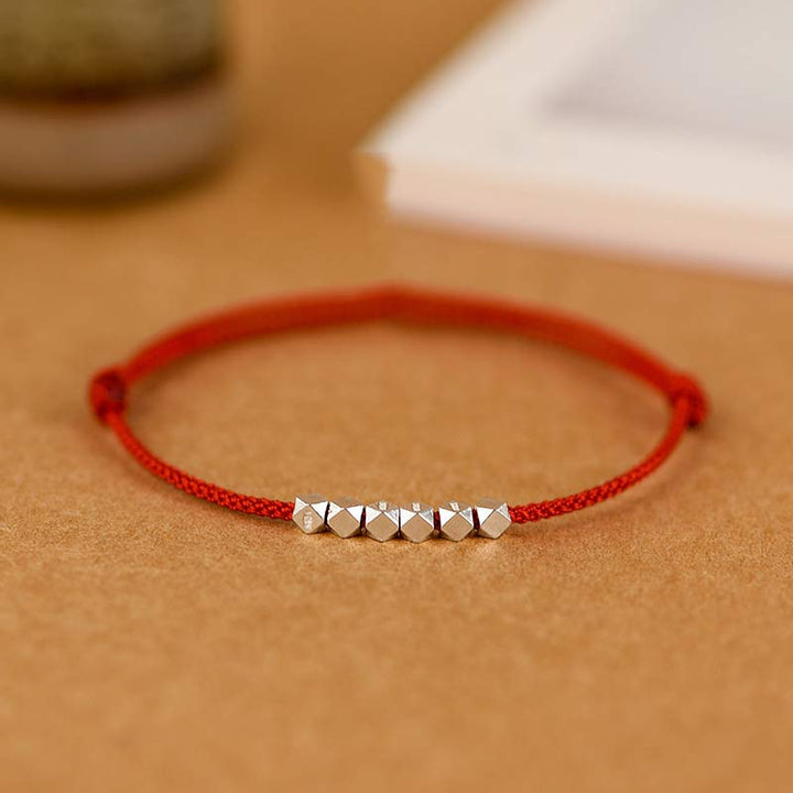 Buddha Stones 925 Sterling Silber Rote Schnur Geflecht Armband Fußkettchen