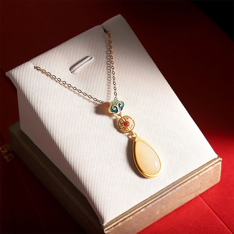 925 Sterling Silber Hetian Weiß Jade Wassertropfen Kette Halskette Anhänger Armband - image 3