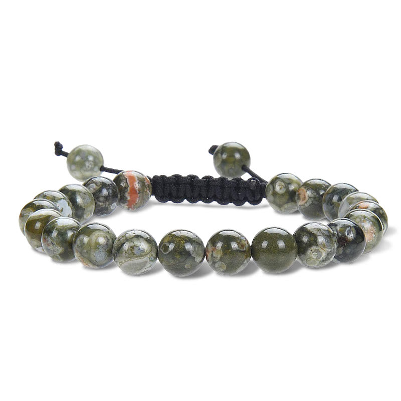 Buddha Stones, natürliche Heilkraft, Edelstein-Kristallperlen, Unisex, verstellbares Makramee-Armband - Grüner Jaspis - image 17