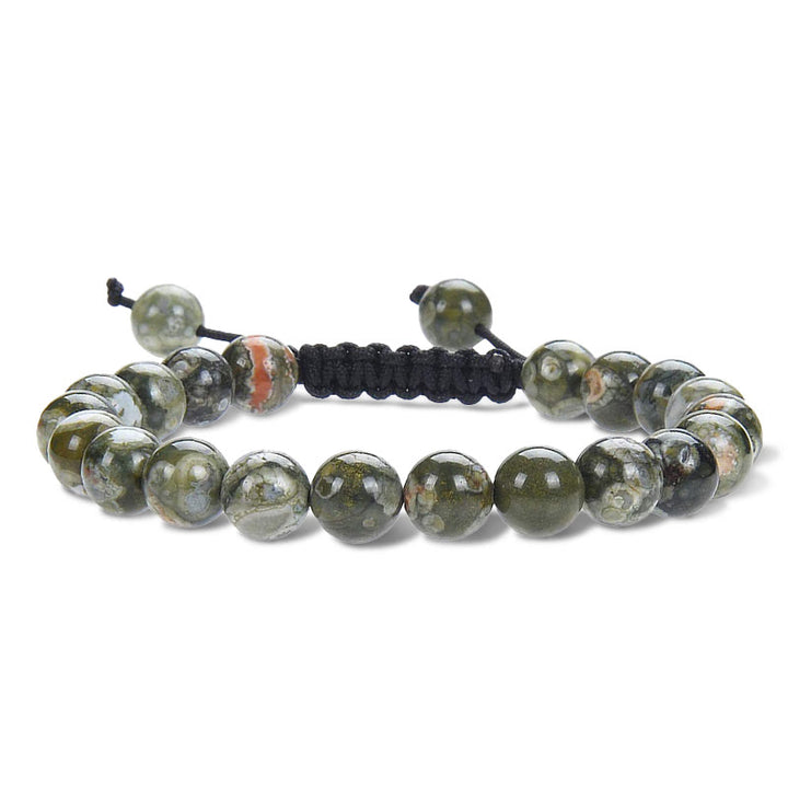 Buddha Stones, natürliche Heilkraft, Edelstein-Kristallperlen, Unisex, verstellbares Makramee-Armband - Grüner Jaspis - image 17