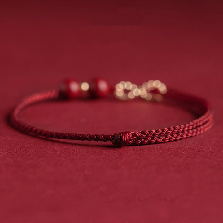 Buddha Stones Zinnober Segen Rote Schnur Goldenes Unendlichkeitssymbol Armband Fußkettchen - image 11