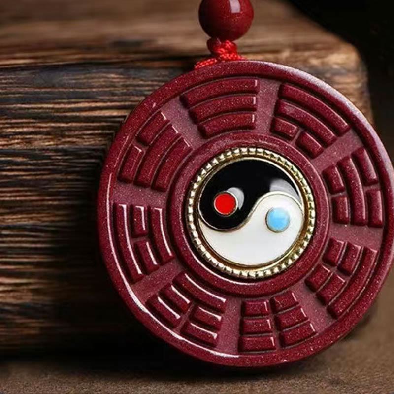 Buddha Stones, natürlicher Zinnober-Bagua-Anhänger, drehbar, Yin-Yang-Anhänger, hält böse Geister fern - image 2