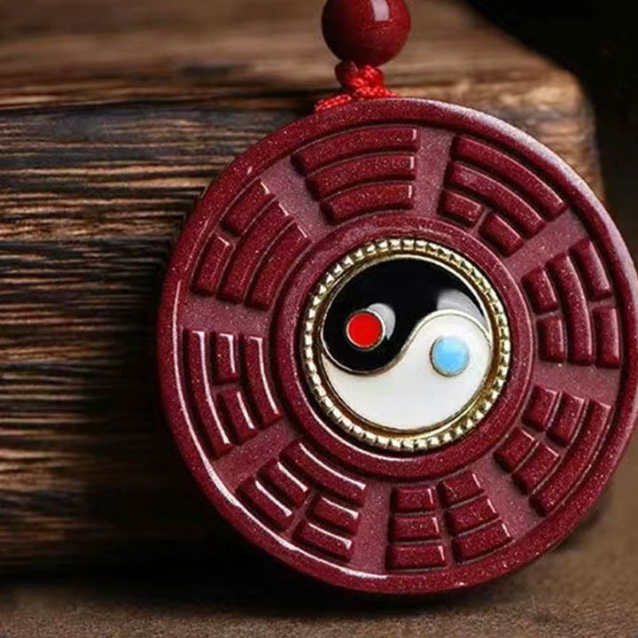 Buddha Stones, natürlicher Zinnober-Bagua-Anhänger, drehbar, Yin-Yang-Anhänger, hält böse Geister fern - image 2