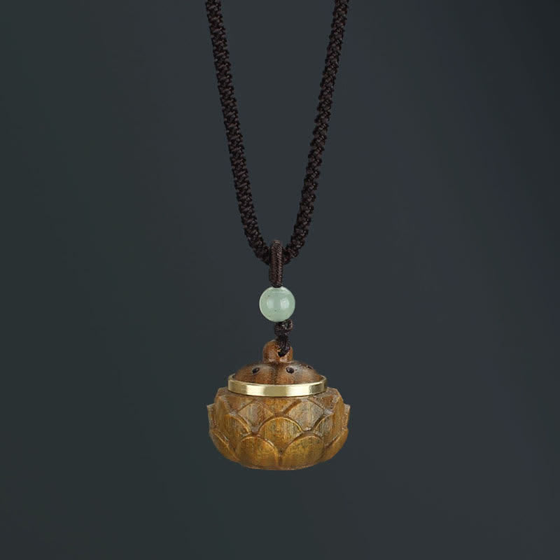 Buddha Stones Tibet Grünes Sandelholz Palisander Om Mani Padme Hum Lotus Positive beruhigende Halskette Anhänger - Lotusgrünes Sandelholz - image 12
