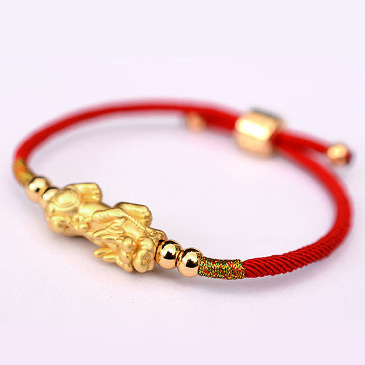 Buddha Stones 24K vergoldetes PiXiu Luck Red String Armband