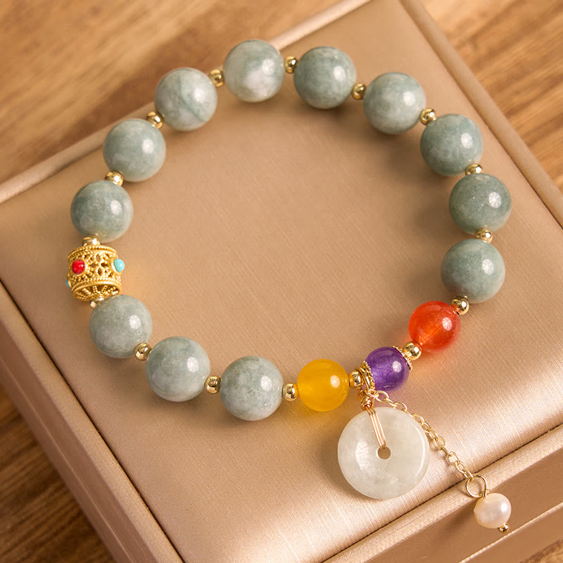 Buddha-Steine Jade Rot Achat Peace Schnalle Charm Vertrauen Armband