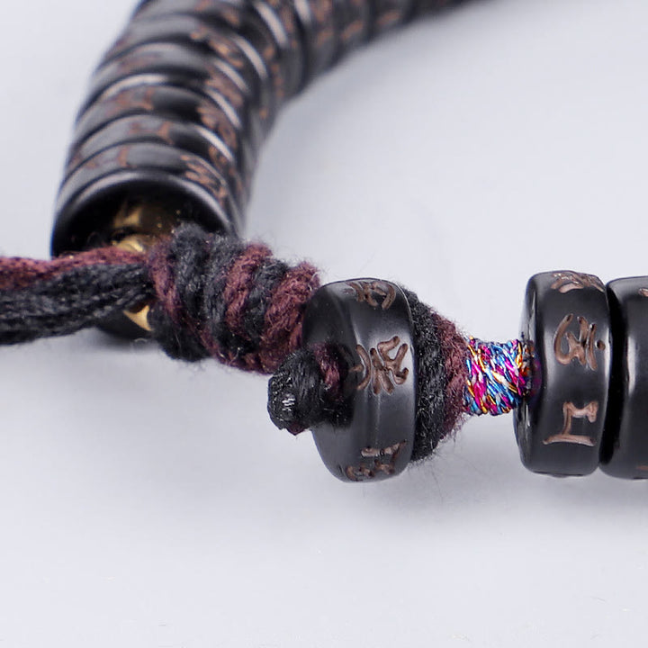 Buddha Stones, tibetische Kokosnussschalen-Perlen, graviertes Om Mani Padme Hum Mantra, positives Schnurarmband - image 3