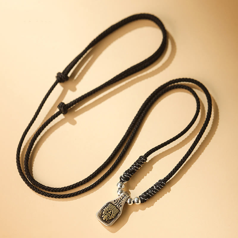 Buddha Stones Tibetischer 925er Sterlingsilber-Halskettenanhänger Zakiram, Göttin des Reichtums, Schutzseil - Schwarzes Seil - image 7