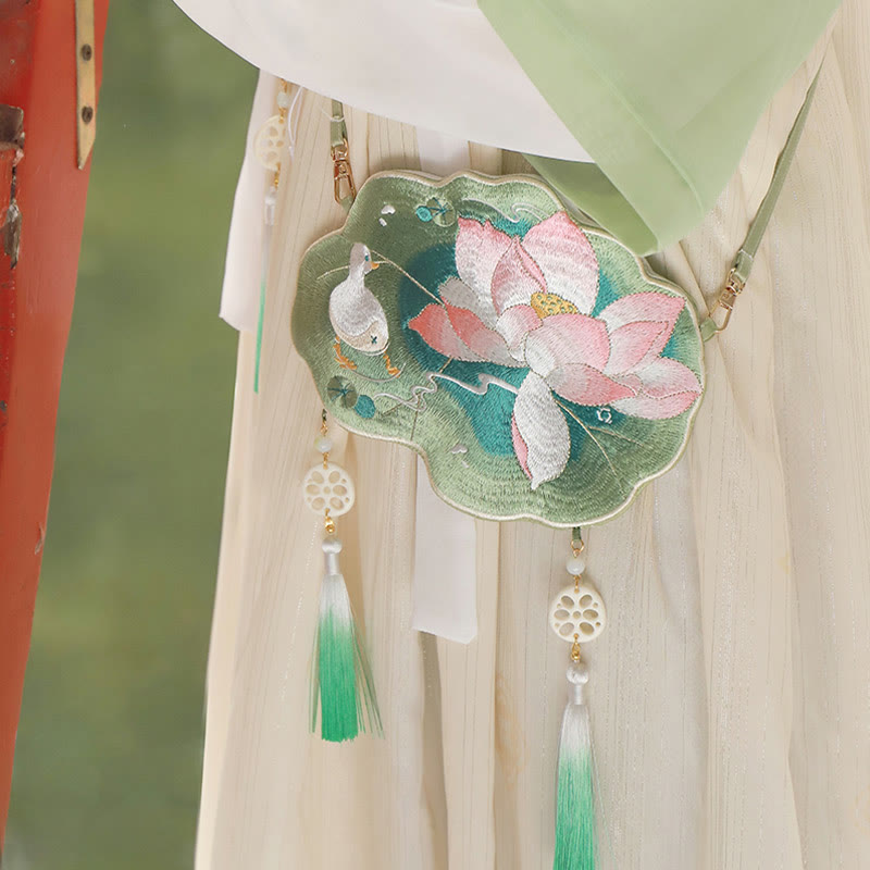 Buddha Stones Luck Stickerei Lotus Koi Fisch Kaninchen Blume Hanfu Tasche Umhängetasche Umhängetasche - image 5