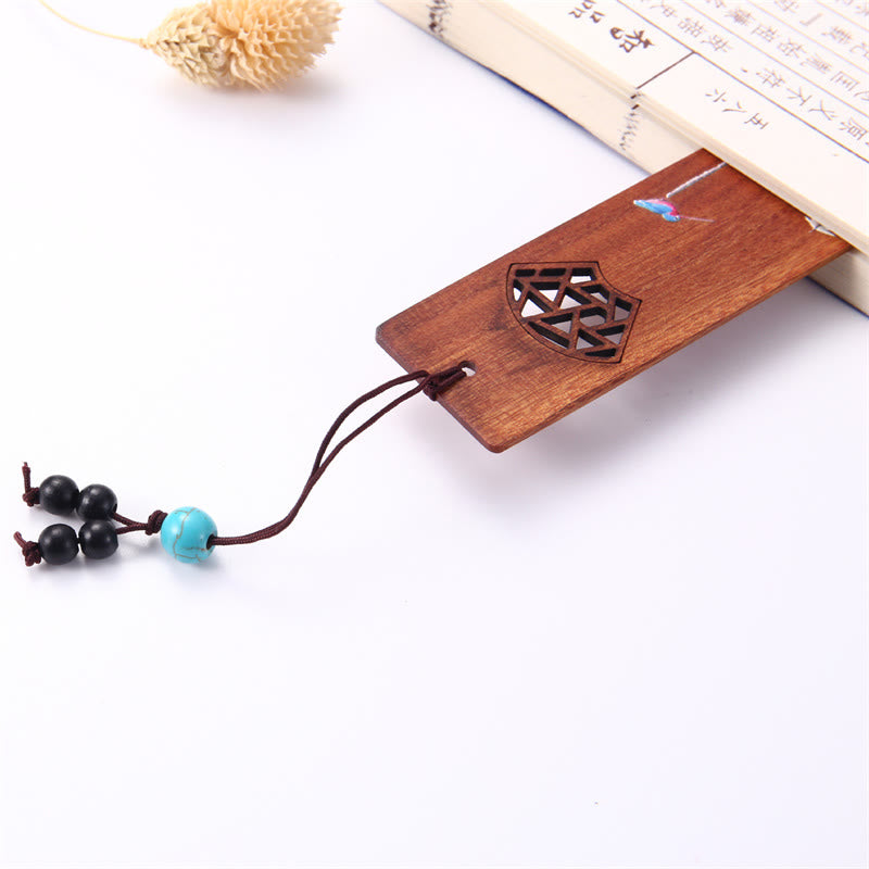 Buddha Stones 4 Stück Vier Jahreszeiten Pflaumenorchidee Bambus Chrysantheme Pekingoper Maske Holz Lesezeichen mit Geschenkbox - image 7