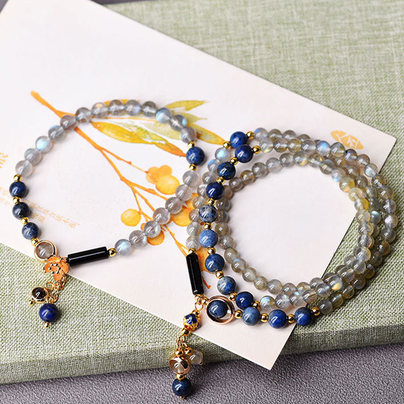 Buddha Stones Armband aus Mondstein, Lapislazuli und Mondstein – beruhigend, heilend und positiv - image 1