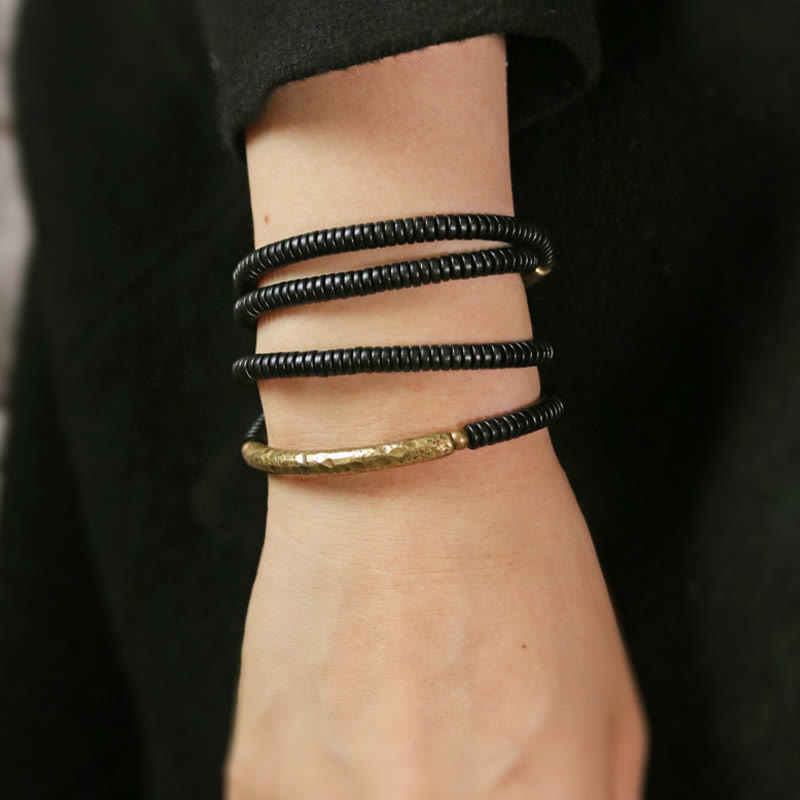 Buddha Stones, Ebenholz, Messing, Kupfer, Balance, mehrlagiges Armband - image 14