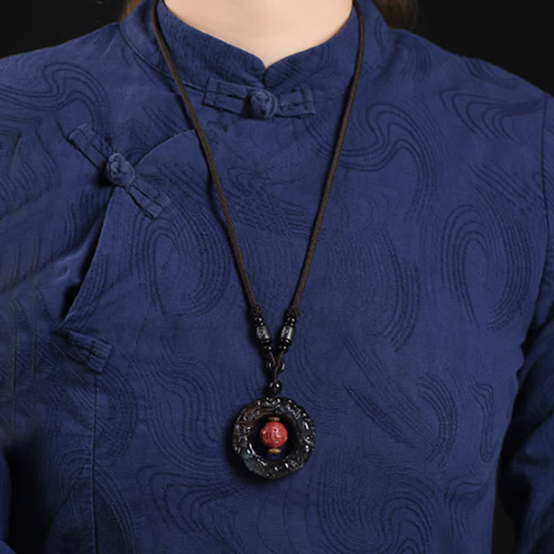 FengShui natürlicher Regenbogen-Obsidian PiXiu-Zinnober-Heilungshalskettenanhänger - image 3