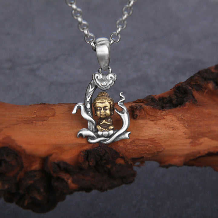 Buddha Stones 925 Sterling Silber Zen Buddha Ruyi Griff Mitgefühl Halskette Anhänger - Buddha-Symbol (Mitgefühl ♥ Gelassenheit) - image 1