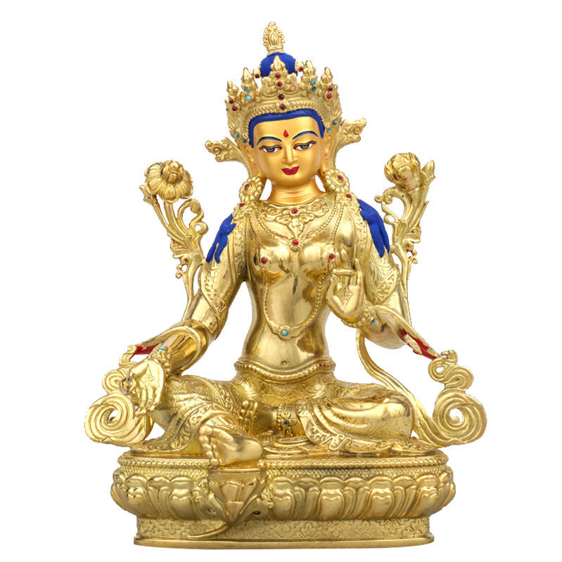 Bodhisattva Grüne Tara Schutz Kupfer vergoldet Statue Dekoration - image 0