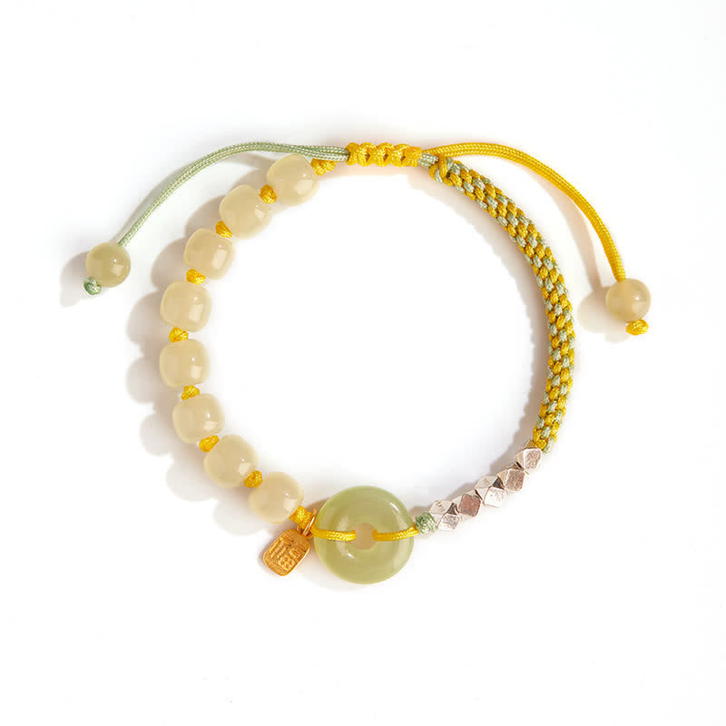 925 Sterling Silber Hetian Jade Peace Schnalle Perlen Glück Glück Charm Armband - image 9