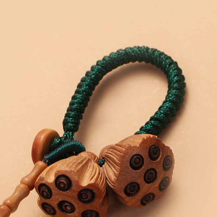 Buddha Stones, Lotus, natürlicher Weiß Bodhi-Samen, Pfirsichholz, Glücks-Schlüsselanhänger, Dekoration - image 3