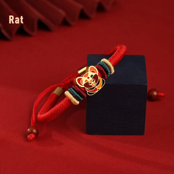 Buddha Stones Handgefertigtes geflochtenes rotes Armband aus 925er-Sterlingsilber, Jahr des Drachen, niedliches chinesisches Sternzeichen, Glück - Ratte (Handgelenkumfang 14–19 cm) - image 9