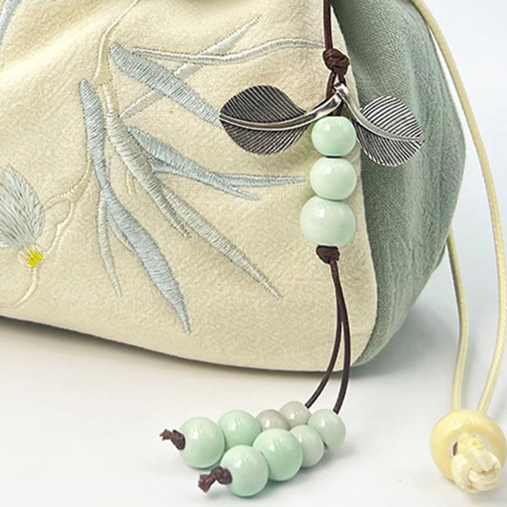 Buddha Stones Suzhou Stickerei Lotus Epiphyllum Magnolie Baumwollleinen Tragetasche Umhängetasche Schultertasche Handtasche