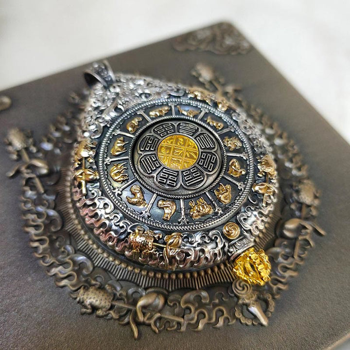 Buddha Stones, chinesisches Sternzeichen, Natal-Buddha, Thangka, neun Paläste, acht Diagramme, Reichtum, drehbarer Halsketten-Anhänger - image 3