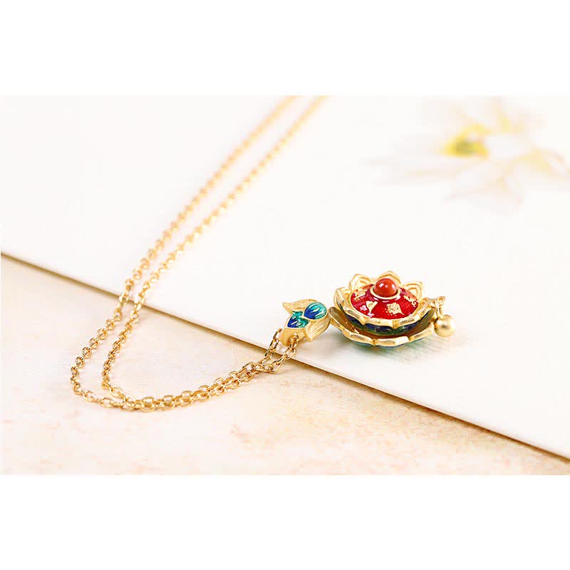 925 Sterling Silber Tibet Lotus Gebetsmühle Roter Achat Erleuchtung Halskette Anhänger - image 9