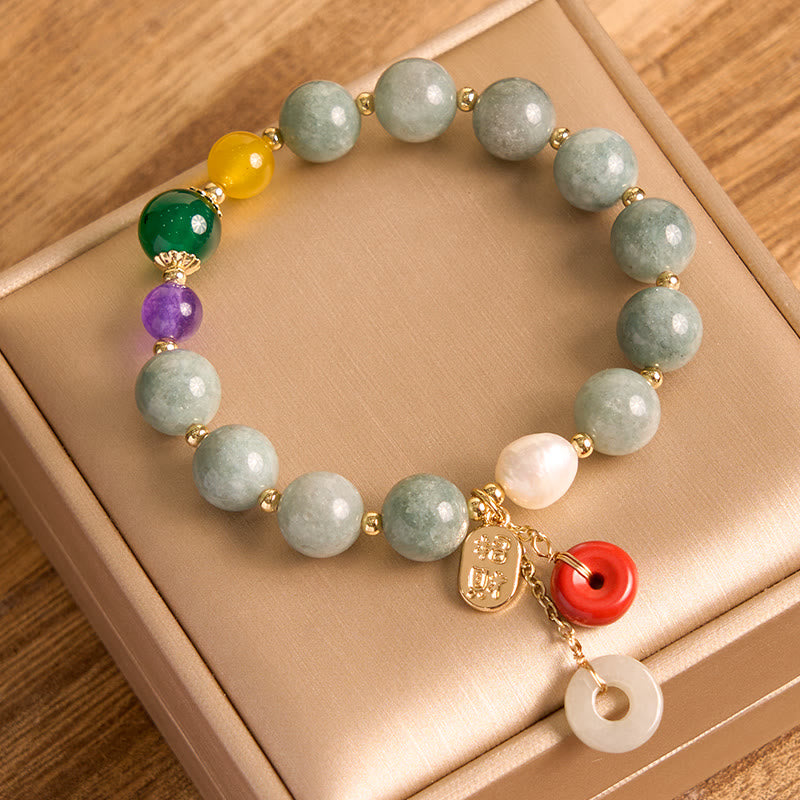 Buddha-Steine Jade Rot Achat Peace Schnalle Charm Vertrauen Armband