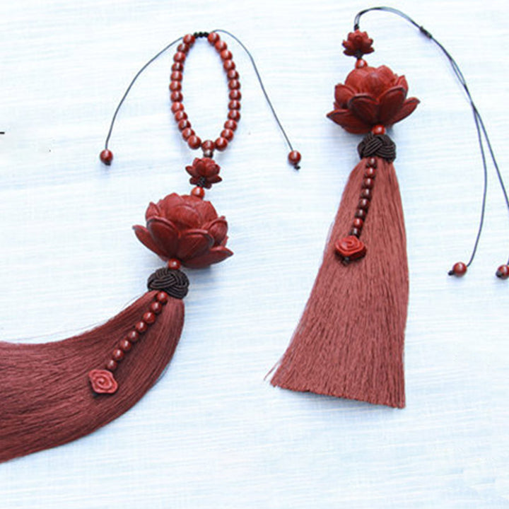 Buddha Stones, tibetisches kleines Blatt, rotes Sandelholz, Lotus, Glücksschutz, Quastendekoration