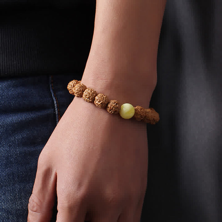 Buddha Stones Tibet Rudraksha Bodhi Seed Dzi Bead Bernstein Türkis Reichtum Armband - image 4