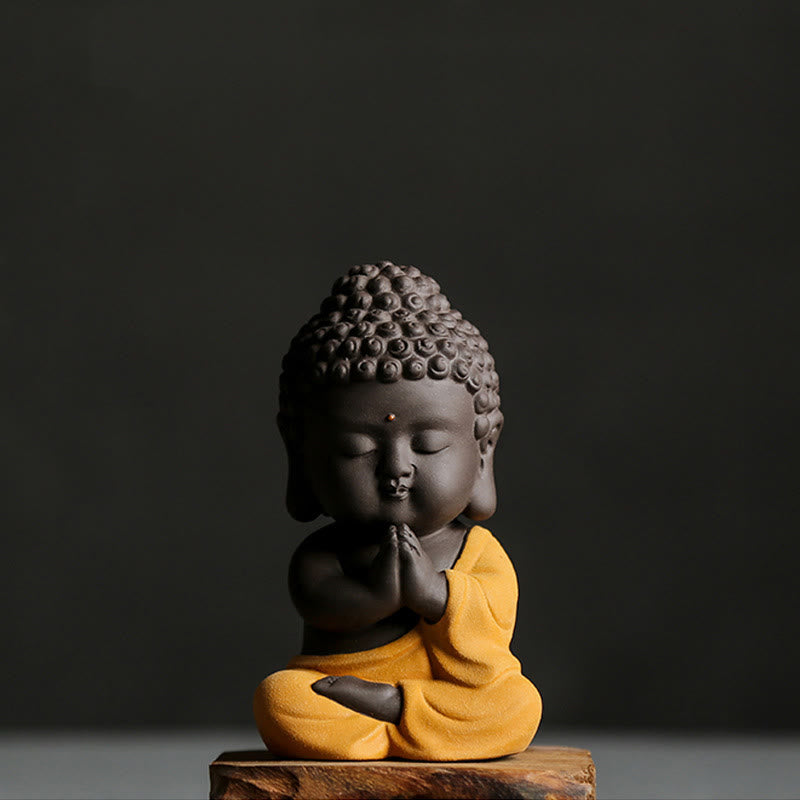 Buddha Stones, kleine Buddha-Gelassenheit, lila Ton, Heim-Schreibtisch-Dekoration - Gelber Buddha - image 19