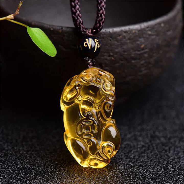 Buddha Stones FengShui Citrin PiXiu Reichtum Halskette Anhänger