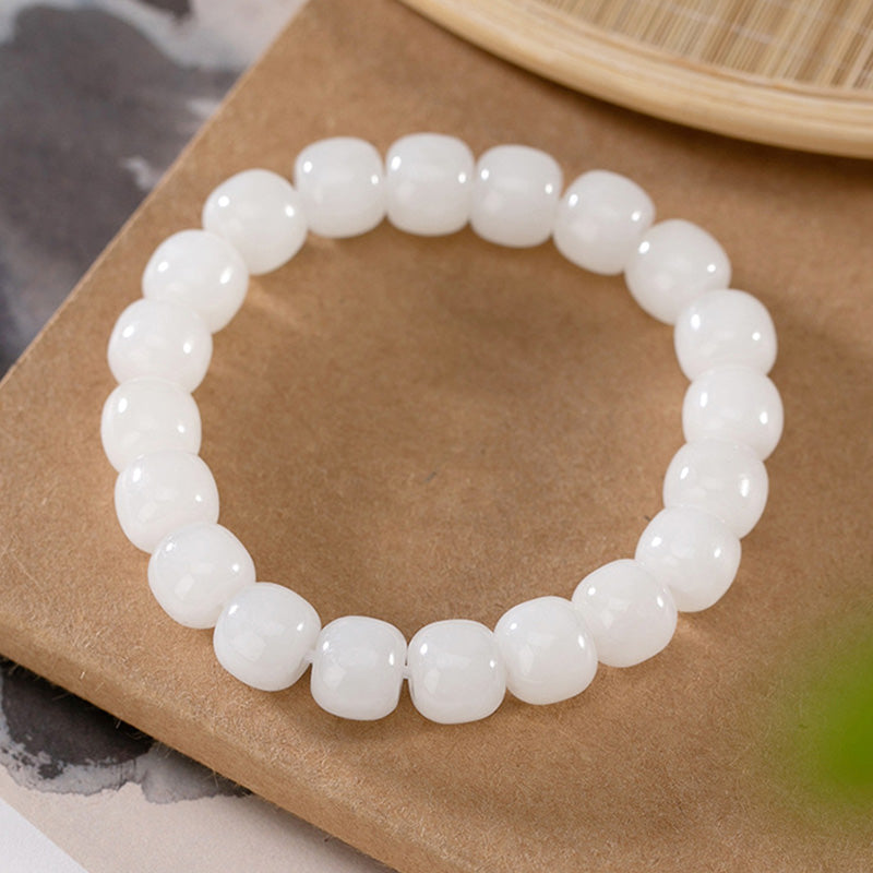 Buddha Stones Hetian Weiß Jade Glücks-Segen-Armband - Weißer Jade (Schutz ♥ Glück) - image 0