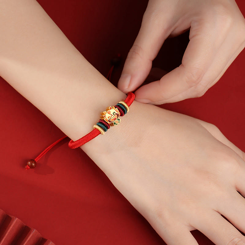 Buddha Stones Handgefertigtes geflochtenes rotes Armband aus 925er-Sterlingsilber, Jahr des Drachen, niedliches chinesisches Sternzeichen, Glück - image 3
