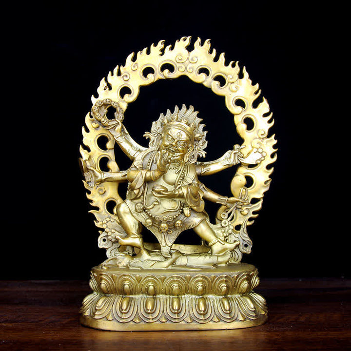 Tibet Mahakala Bodhisattva Figur Mitgefühl Kupfer Statue Dekoration - Gold - image 0