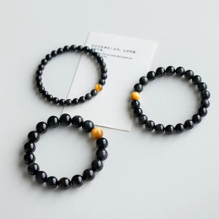 Buddha Stones natürliches Regenbogen-Obsidian-Tigerauge-Positive-Love-Armband